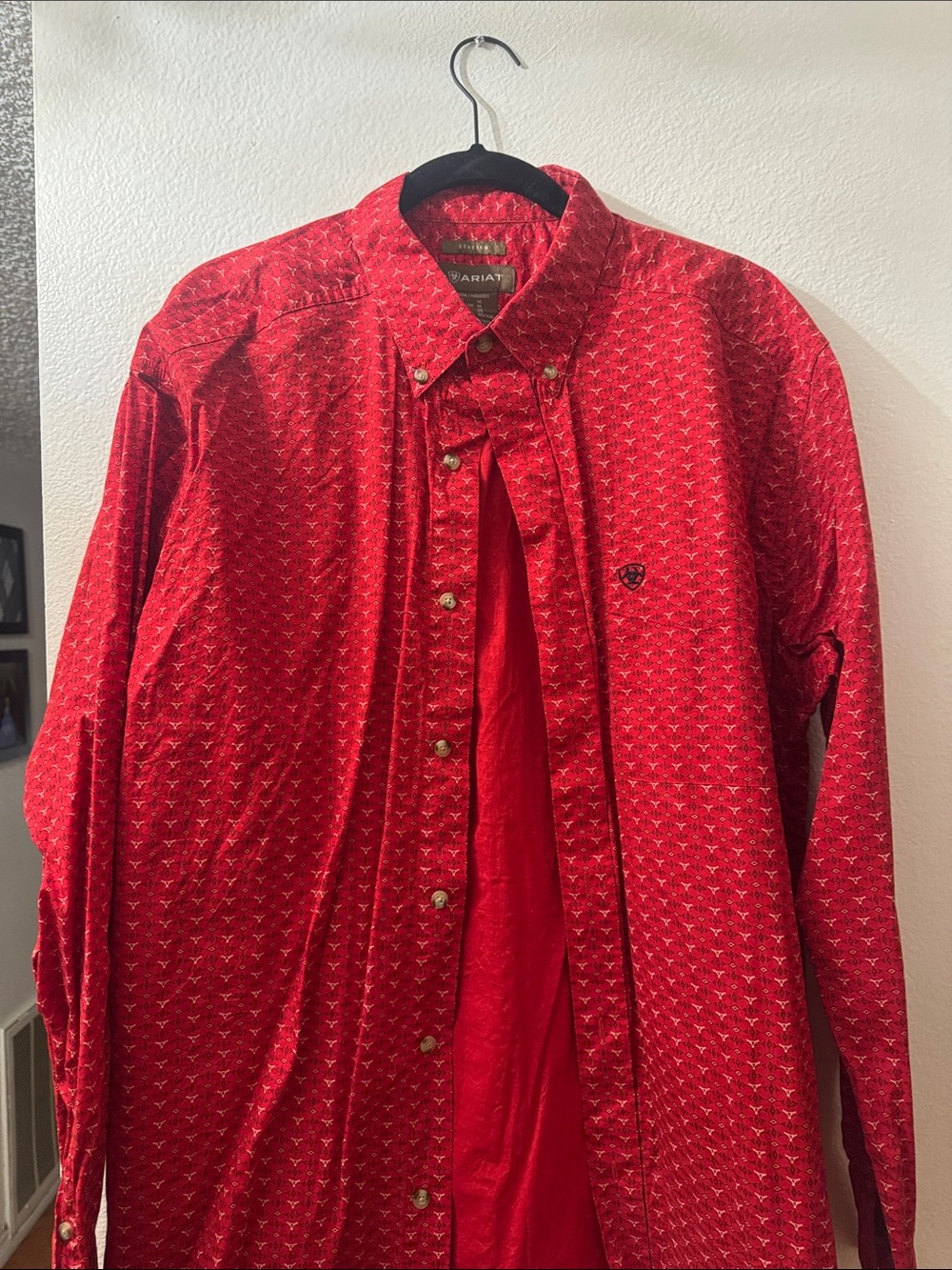 Ariat Red Geometric Print Western Button-Up Shirt